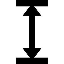 Black and white up and down arrow icon on a white background